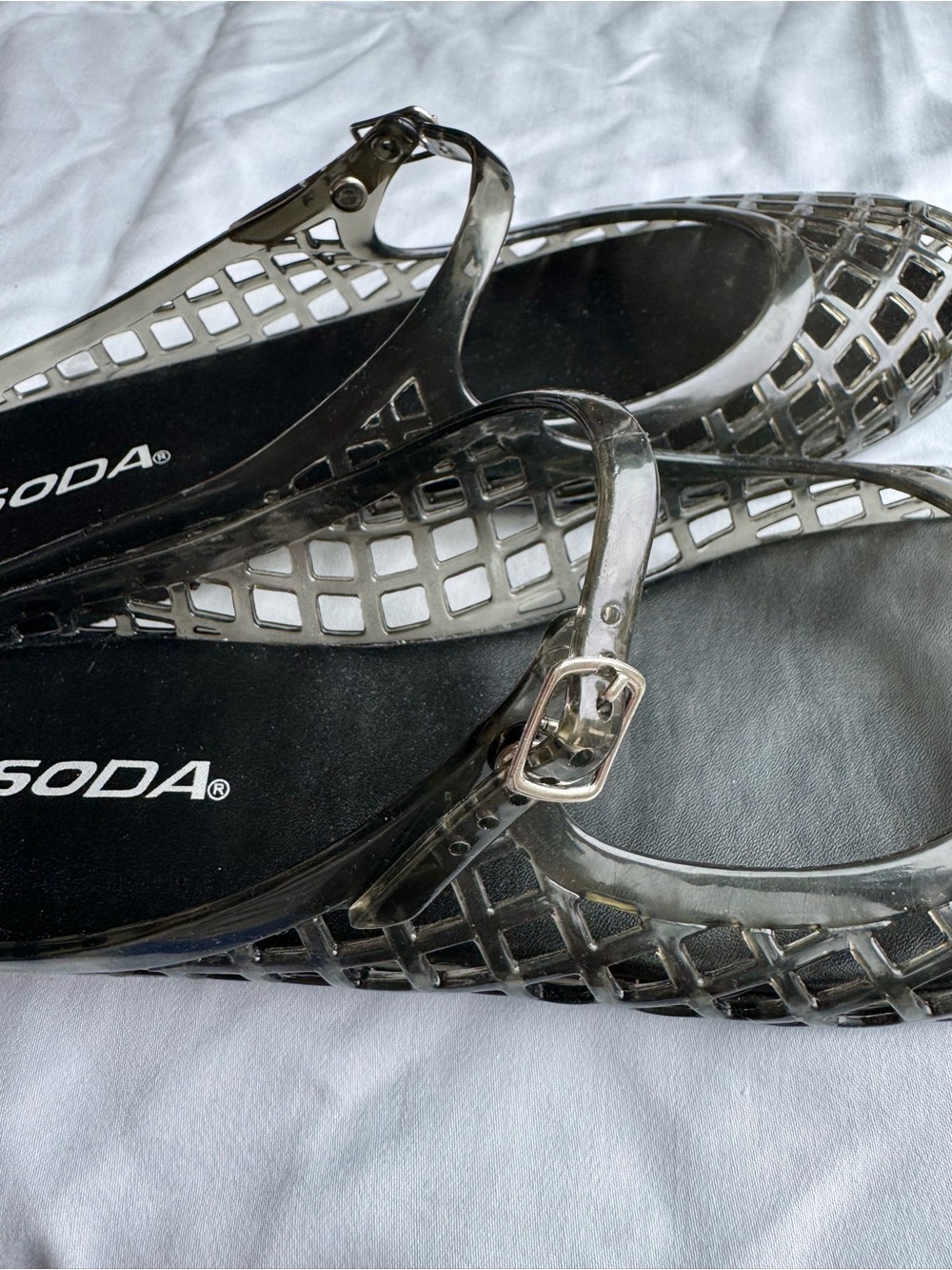 SODA Black Jelly Mary Jane Slide Sandals Flats (Size 8) - Picture 3 of 9